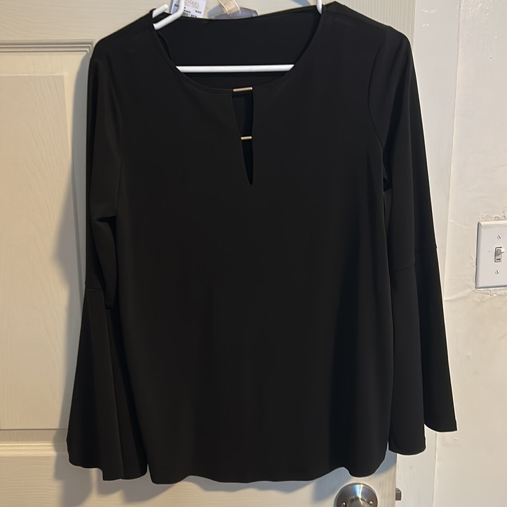 Michael Kors Black Flare Sleeve Top